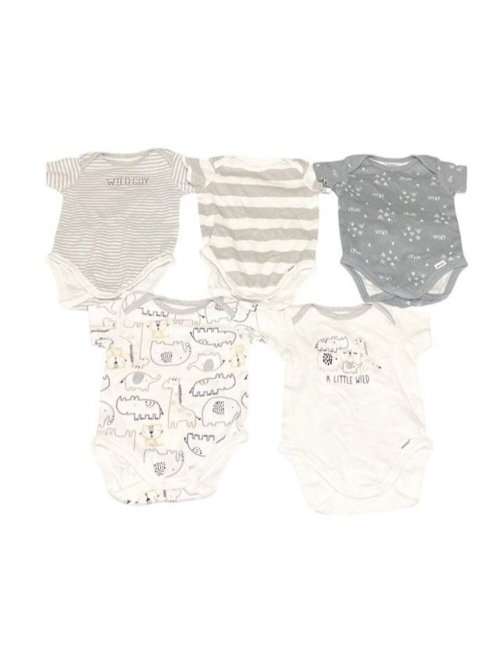 Gerber Baby Onesies Lot of 5 Size 0–3 Months Neutral NWOT Short Sleeve Cotton
